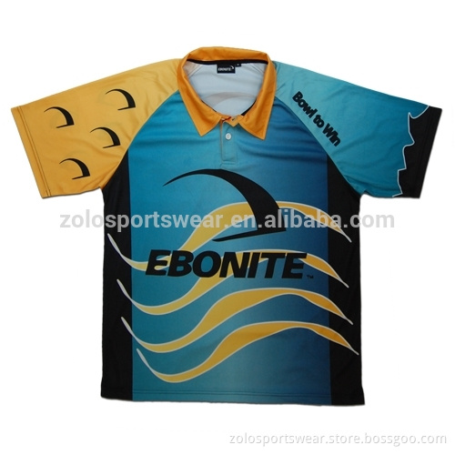 Custom made sublimated bowling polo shirts cheap
